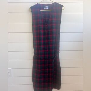 Pendleton Red and Green Wool Plaid Button Up Dress Vest 10